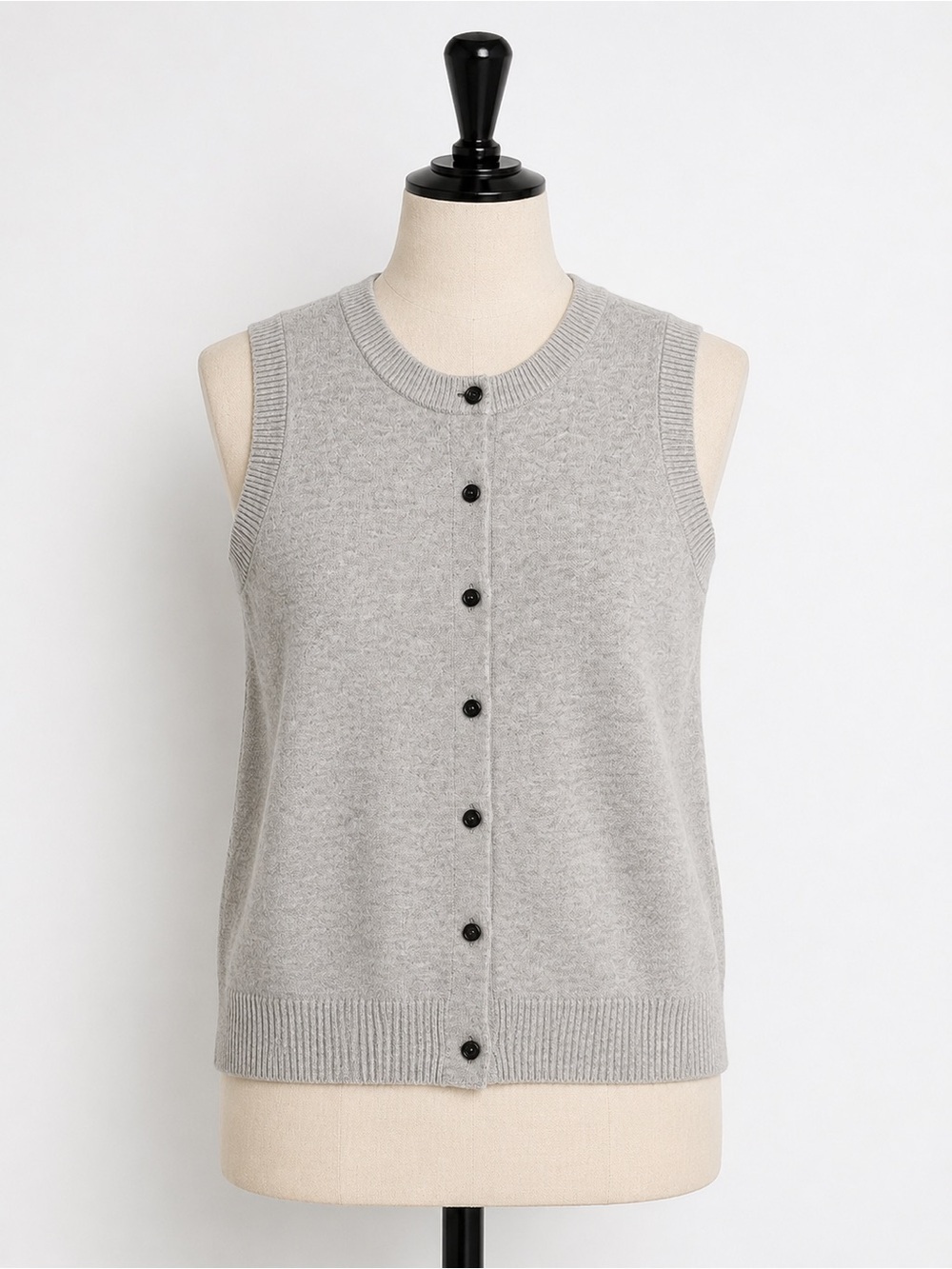 By Design Gray Button Front Sweater Vest Women M Lightweight Knit Layering Piece